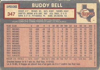 1984 O-Pee-Chee #347 Buddy Bell Back
