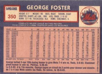 1984 O-Pee-Chee #350 George Foster Back