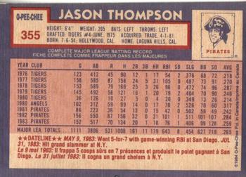 1984 O-Pee-Chee #355 Jason Thompson Back