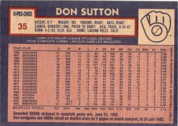 1984 O-Pee-Chee #35 Don Sutton Back
