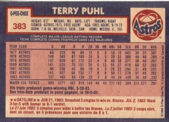 1984 O-Pee-Chee #383 Terry Puhl Back