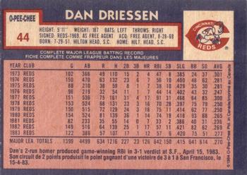 1984 O-Pee-Chee #44 Dan Driessen Back