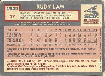 1984 O-Pee-Chee #47 Rudy Law Back