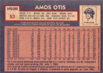 1984 O-Pee-Chee #53 Amos Otis Back