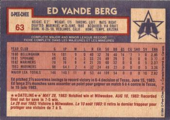 1984 O-Pee-Chee #63 Ed Vande Berg Back