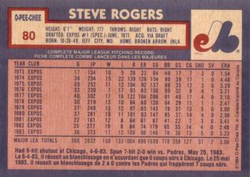 1984 O-Pee-Chee #80 Steve Rogers Back