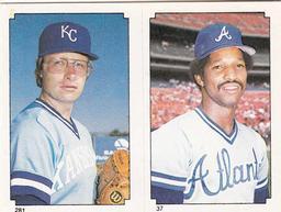 1984 O-Pee-Chee Stickers #37 / 281 Jerry Royster / Paul Splittorff Front