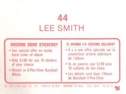 1984 O-Pee-Chee Stickers #44 Lee Smith Back