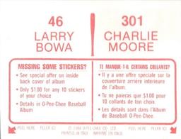 1984 O-Pee-Chee Stickers #46 / 301 Larry Bowa / Charlie Moore Back
