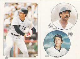 1984 O-Pee-Chee Stickers #100/200B/287B Wade Boggs / Jim Rice / Dave Righetti Front