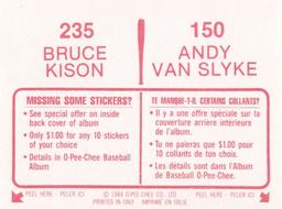 1984 O-Pee-Chee Stickers #150 / 235 Andy Van Slyke / Bruce Kison Back