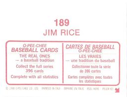1984 O-Pee-Chee Stickers #189 Jim Rice Back