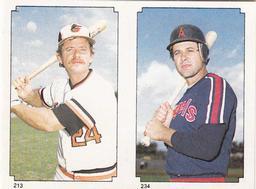 1984 O-Pee-Chee Stickers #213 / 234 Rick Dempsey / Bob Boone Front