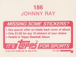 1984 Topps Stickers #186 Johnny Ray Back