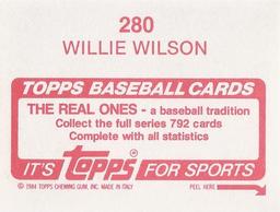 1984 Topps Stickers #280 Willie Wilson Back