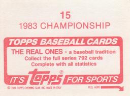 1984 Topps Stickers #15 1983 Championship Back