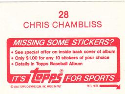 1984 Topps Stickers #28 Chris Chambliss Back