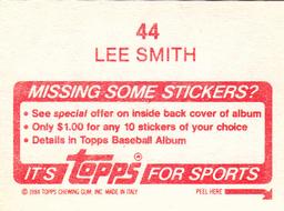 1984 Topps Stickers #44 Lee Smith Back
