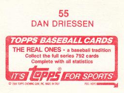 1984 Topps Stickers #55 Dan Driessen Back
