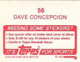 1984 Topps Stickers #56 Dave Concepcion Back