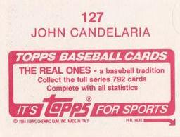 1984 Topps Stickers #127 John Candelaria Back