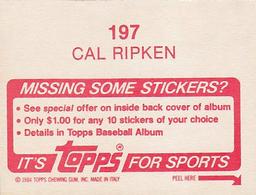 1984 Topps Stickers #197 Cal Ripken Back