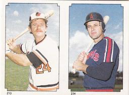 1984 Topps Stickers #213 / 234 Rick Dempsey / Bob Boone Front