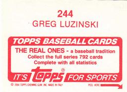 1984 Topps Stickers #244 Greg Luzinski Back