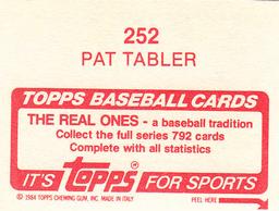 1984 Topps Stickers #252 Pat Tabler Back
