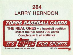 1984 Topps Stickers #264 Larry Herndon Back