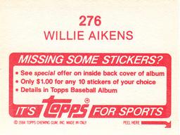 1984 Topps Stickers #276 Willie Aikens Back
