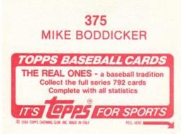 1984 Topps Stickers #375 Mike Boddicker Back