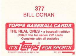 1984 Topps Stickers #377 Bill Doran Back