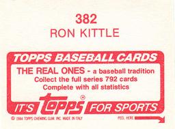 1984 Topps Stickers #382 Ron Kittle Back