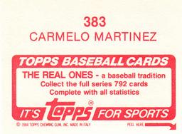 1984 Topps Stickers #383 Carmelo Martinez Back