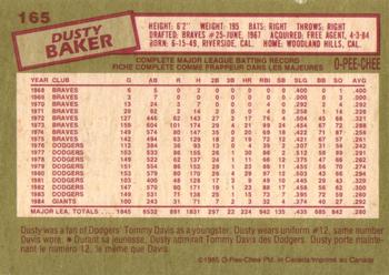 1985 O-Pee-Chee #165 Dusty Baker Back