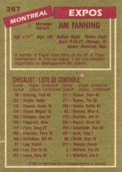 1985 O-Pee-Chee #267 Jim Fanning Back