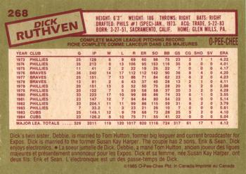 1985 O-Pee-Chee #268 Dick Ruthven Back