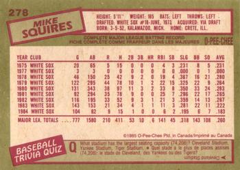1985 O-Pee-Chee #278 Mike Squires Back
