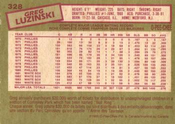 1985 O-Pee-Chee #328 Greg Luzinski Back