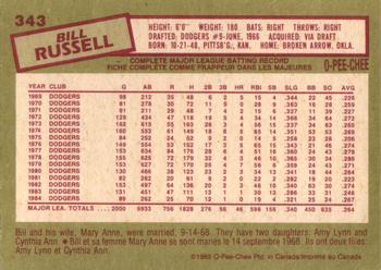1985 O-Pee-Chee #343 Bill Russell Back