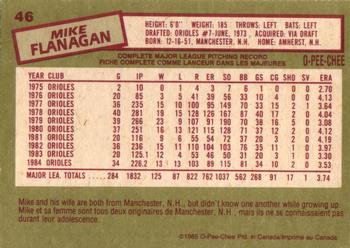 1985 O-Pee-Chee #46 Mike Flanagan Back