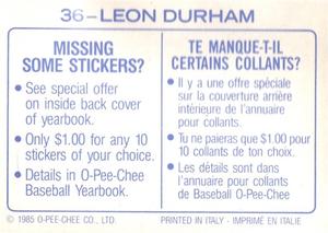1985 O-Pee-Chee Stickers #36 Leon Durham Back