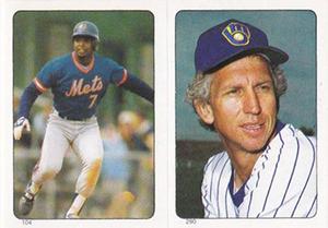 1985 O-Pee-Chee Stickers #104 / 290 Hubie Brooks / Don Sutton Front