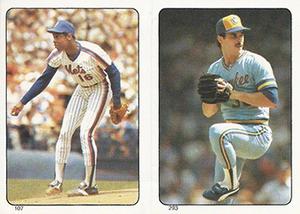 1985 O-Pee-Chee Stickers #107 / 293 Dwight Gooden / Moose Haas Front