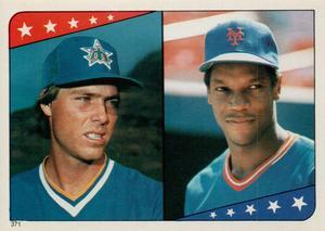 1985 O-Pee-Chee Stickers #371 Mark Langston / Dwight Gooden Front