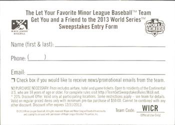 2013 Choice Williamsport Crosscutters #NNO Contest Card Back