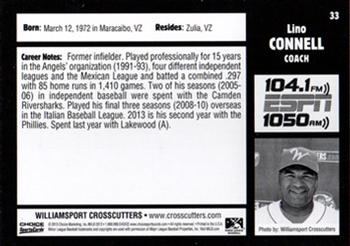 2013 Choice Williamsport Crosscutters #33 Lino Connell Back