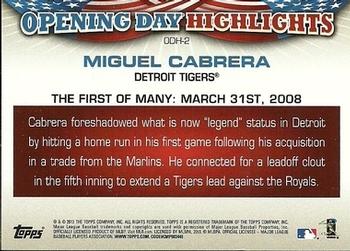 2013 Topps Opening Day - Highlights #ODH-2 Miguel Cabrera Back
