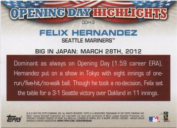 2013 Topps Opening Day - Highlights #ODH-3 Felix Hernandez Back